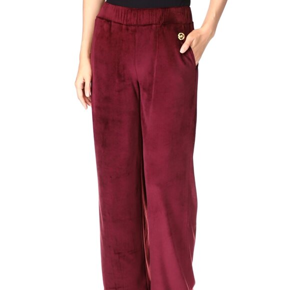 Michael Michael Kors Womens Burgundy Pocketed Pull-on Metallic Logo Velour - Picture 2 of 4